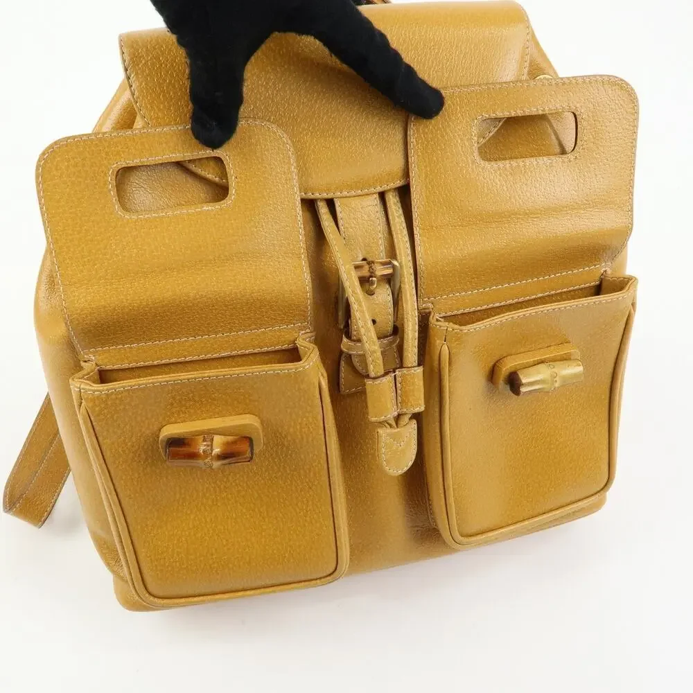 Gucci Bamboo Calfskin Backpack Yellow